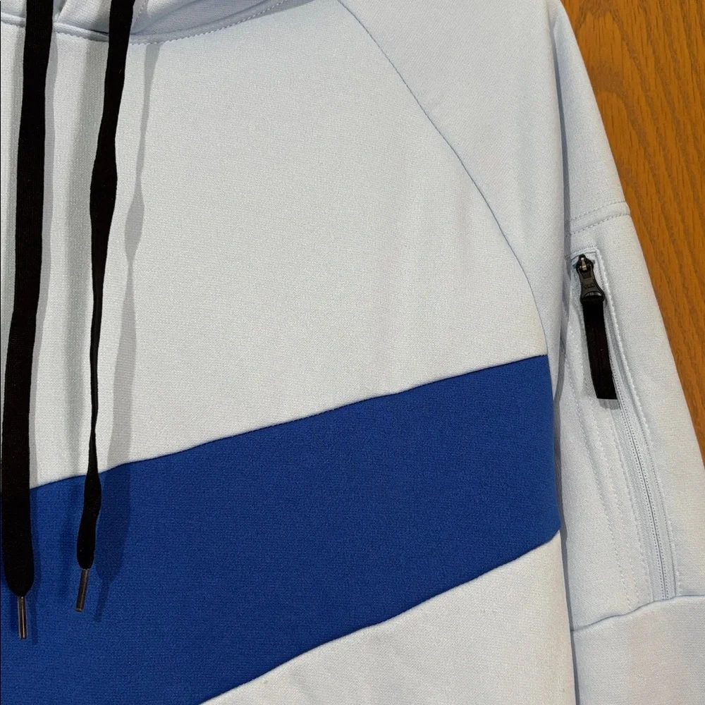 Nike Men's M Light Blue Hoodie with black Swoosh Therma fit or women’s large - Picture 4 of 8